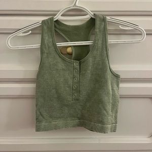 Cropped tank top | Green | waffle/ribbed material | brand=?
